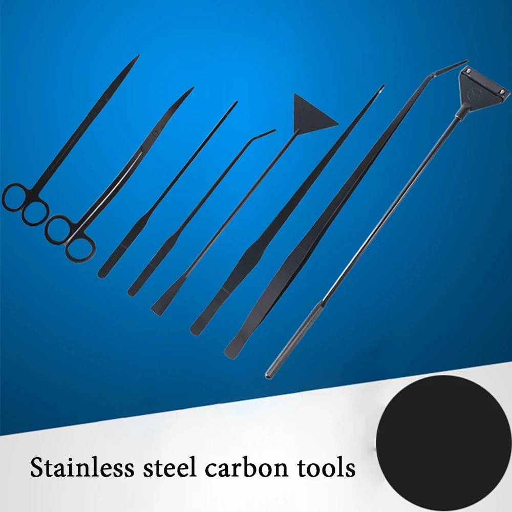 

Carbon Stainless Steel Aquatic Plants Aquarium Scissors Plain Sand Shovel Tool Aquatic Plants Tweezers Scraping Saury Set