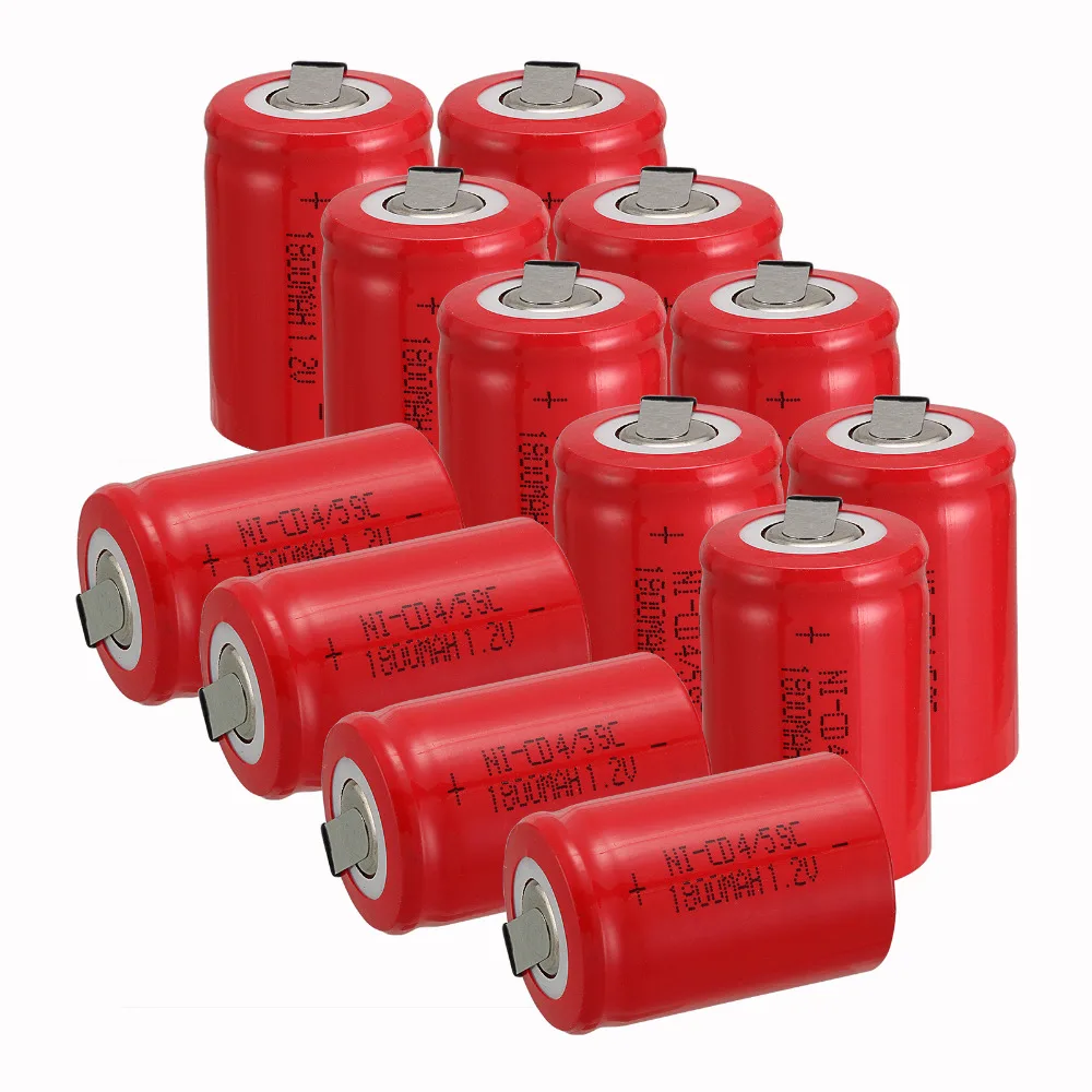 

Anmas power new arrival 13 PCS Ni-Cd 4/5 SubC Sub C battery Rechargeable Battery 1.2V 1800mAh with red Tab 3.3cm x 2.2cm