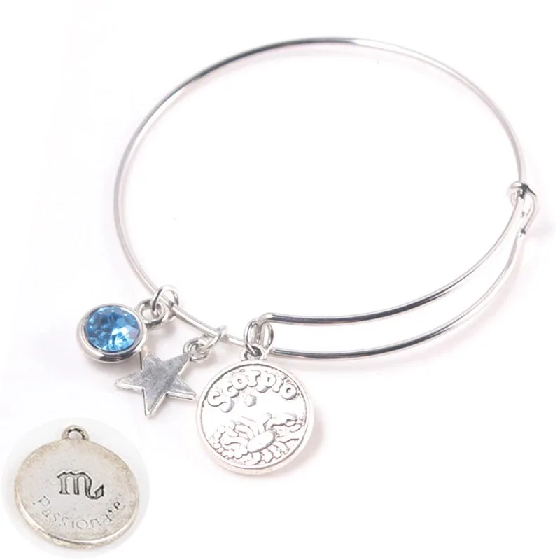 12 Созвездие подвеска серебряный браслет камень рождения и звезда Висячие