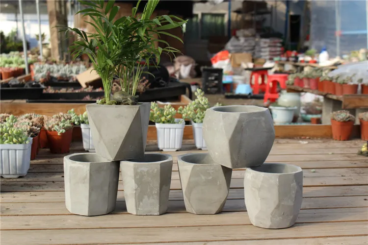 

12PCS/LOT Creative polygon vase concrete planter mold handmade craft home decoration geometry cement flowerpot molds