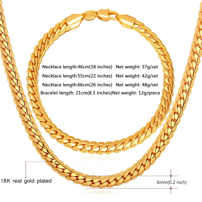 Набор мужских браслетов и ожерелий NH739 цепочка золотого/розового золота