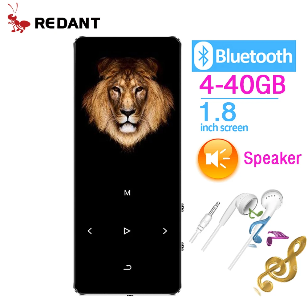 Mp3-плеер REDANT Bluetooth с динамиком сенсорными клавишами 1 8 fm-радио портативный
