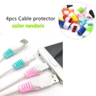 4 шт., защита для кабеля, намотка, чехол для передачи данных, защита от веревки, пружинный шпагат для iPhone, Android, USB, чехол для наушников