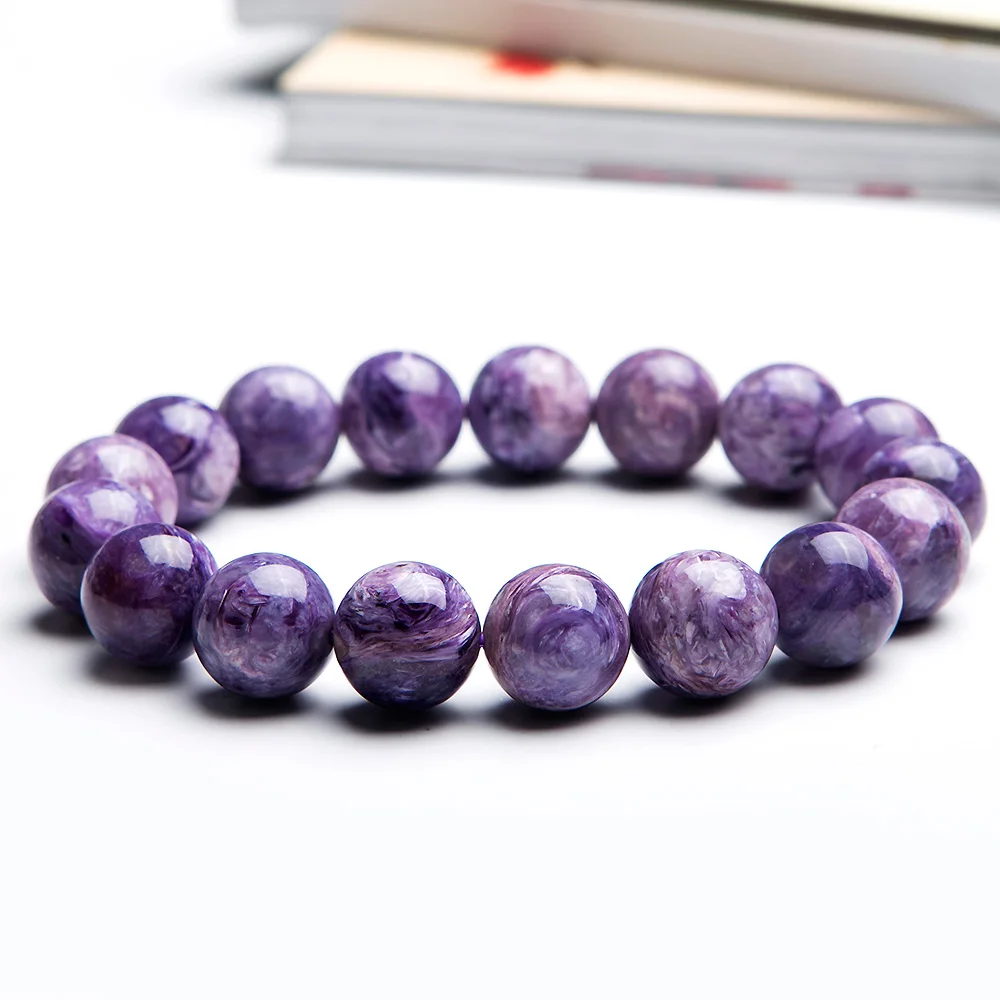 Браслет из натурального фиолетового хароитного драгоценного камня женские