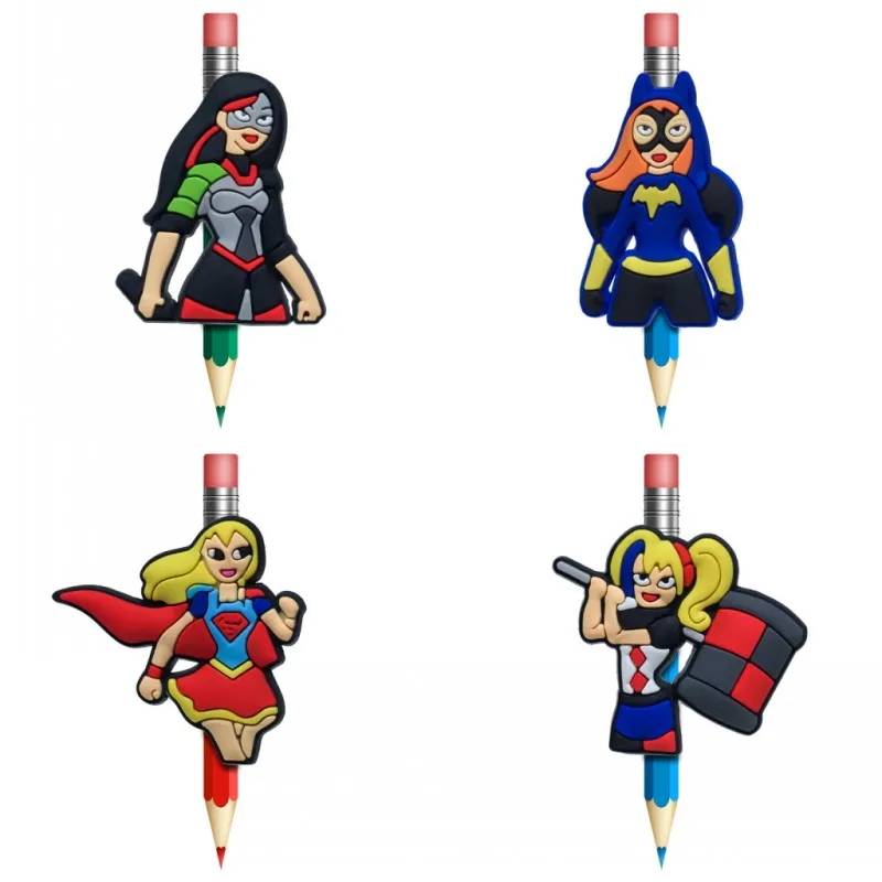 P8035-1-4 mix8pcs 8 шт./лот супер герой девушки мультфильм ПВХ карандаш Топпер ручки шапки канцелярские ручка захвата школьные принадлежности соломенный аксессуар детский подарок - Цвет: P8035-1-4 mix8pcs