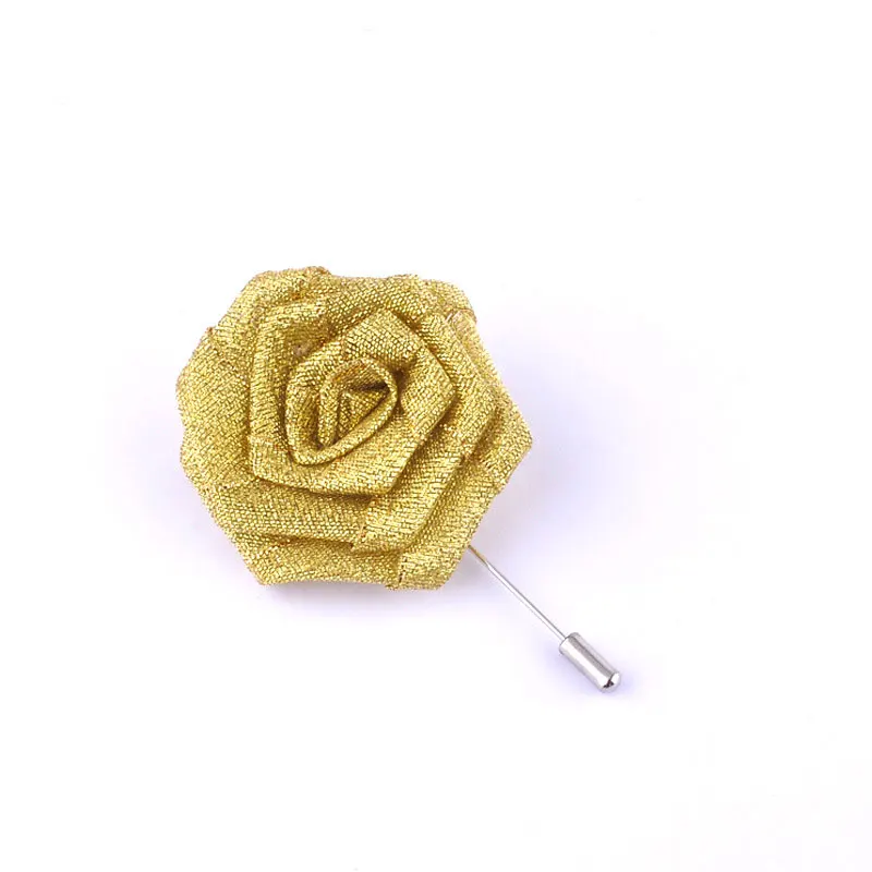 Свадебная бутоньерка жениха шафера ручной работы Серебряная Золотая лента