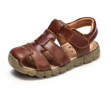 Настоящие кожаные кроссовки с резиновой подошвой детские сандалии спортивная