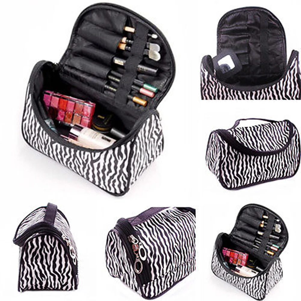 Косметичка женская Нейлоновая Сумочка для макияжа рисунок зебры органайзер