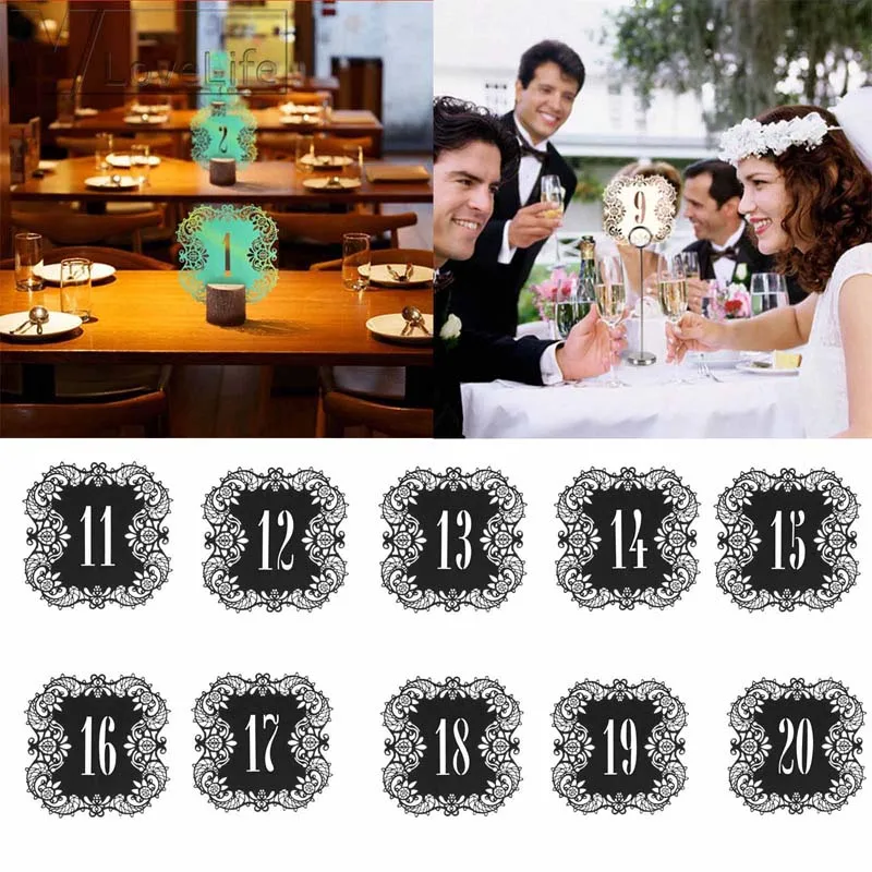 10 шт./компл. цифр черный полый кружевной стол с номером настольные карты