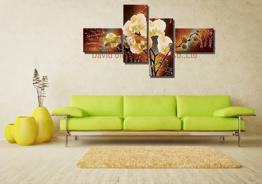 handmade oil painting on canvas modern 100% Best Art White flowers original dy-174 | Дом и сад