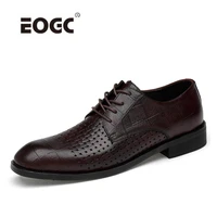 vintage mesh men oxford shoes genuine leather lace up dress shoes british style pointed toe business wedding shoes men