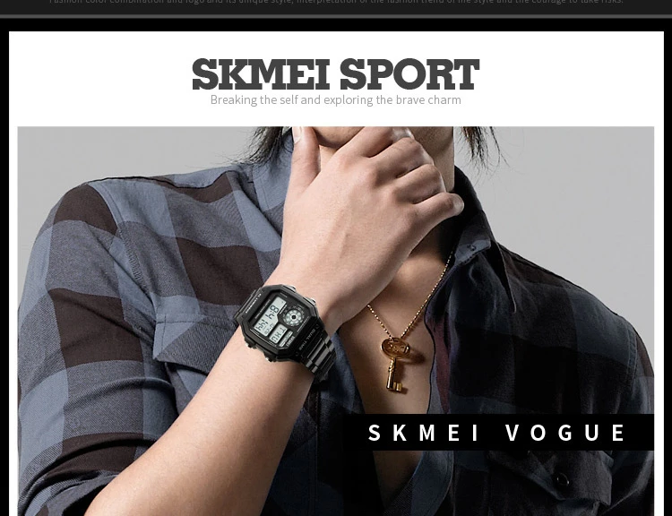 SKMEI Мужчины Спортивные часы отсчет водонепроницаемые часы из нержавеющей стали Мода цифровые наручные часы мужской часы Relogio Masculino