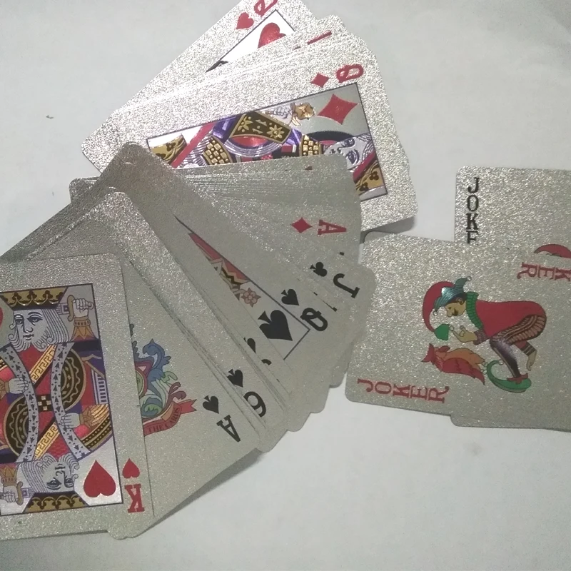 Высокое качество серебряные пластиковые карты Pokers ПВХ водонепроницаемые