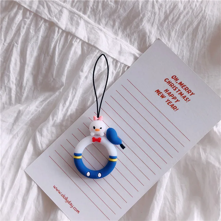 Серебристый / серый Милый счастливый кот Сакура ремень кулон Мобильный телефон ремни мультфильм пух поросенок Монстры печенье кольцо ремешок для iPhone samsung - Цвет: Серебристый / серый