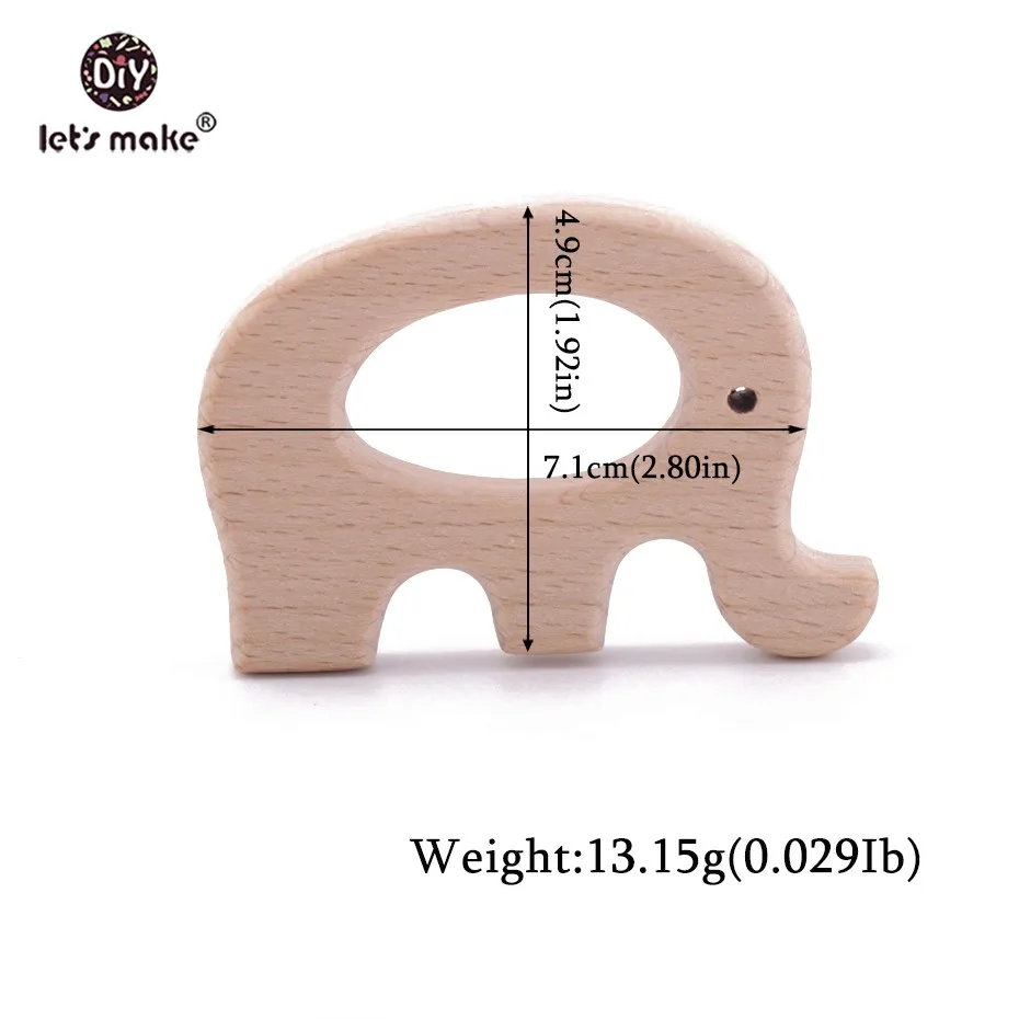 Let's Make-mordedor de madera para beb&eacute;, anillos de animales, elefante, c&aacute;mara, coraz&oacute;n, sin BPA, accesorios de lactancia, juguetes de dentici&oacute;n, 1 ud.-3