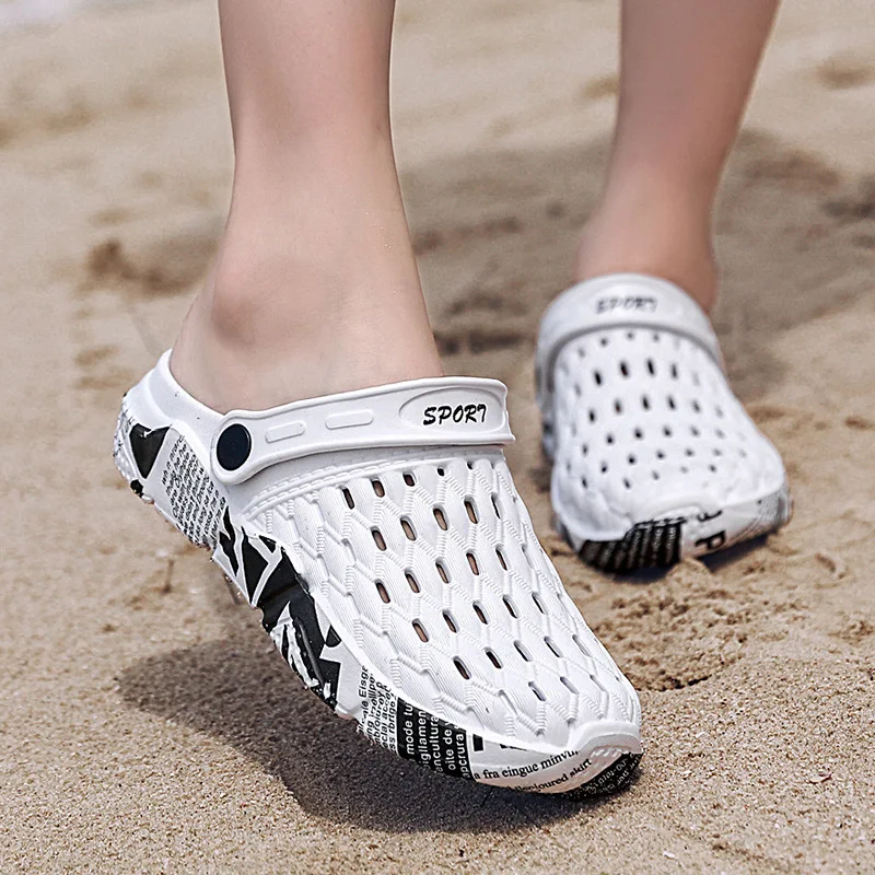 Шлепанцы унисекс пляжные сандалии с принтом граффити мюли клоги сланцы для сада