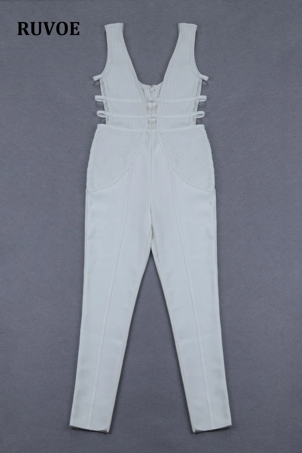 2018 Новый Модный летний женский белый комбинезон с вырезом полная длина