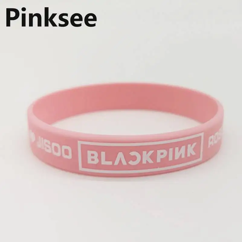 L Pink 1 шт. KPOP Черный Розовый силиконовый браслет ювелирные изделия LISA JENNIE JISOO ROSE спортивный энергетический баланс мощность манжета браслет для женщин - Окраска металла: L Pink
