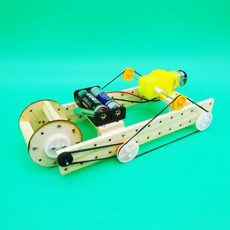 DIY Technology Sweeping robot belt electric trolley education assembling model Manual work toy technology |