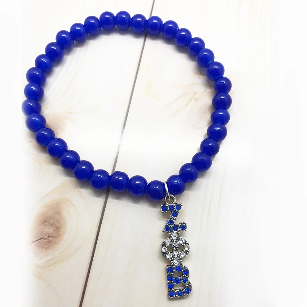 Мода Кристалл инкрустация греческая буква ZPB металлический кулон браслет zeta Phi Beta sorority society браслет из бисера