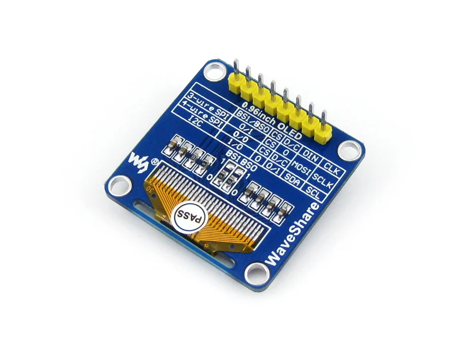 0 96 дюймовый OLED (B) дисплей интерфейсы SPI/I2C вертикальный контактный разъем чип SSD1306