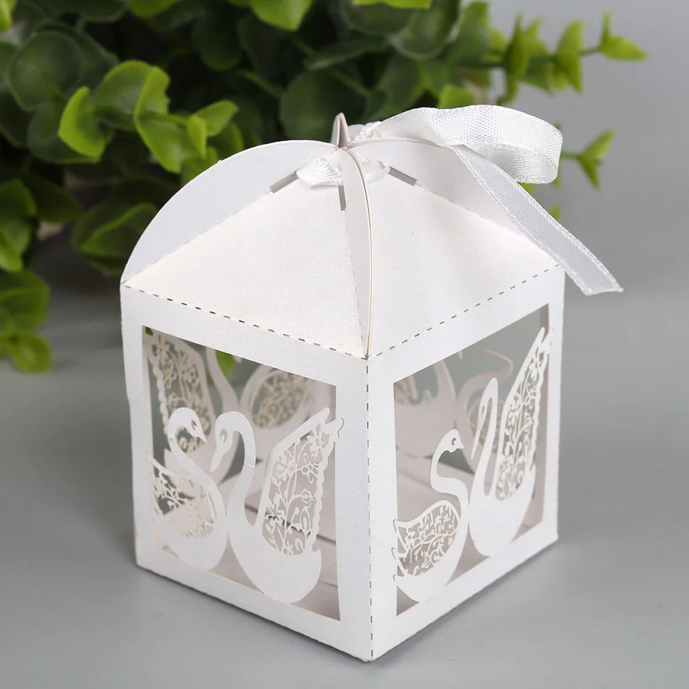 Бесплатная доставка полый лазер лебедь коробка для конфет подарочные коробки