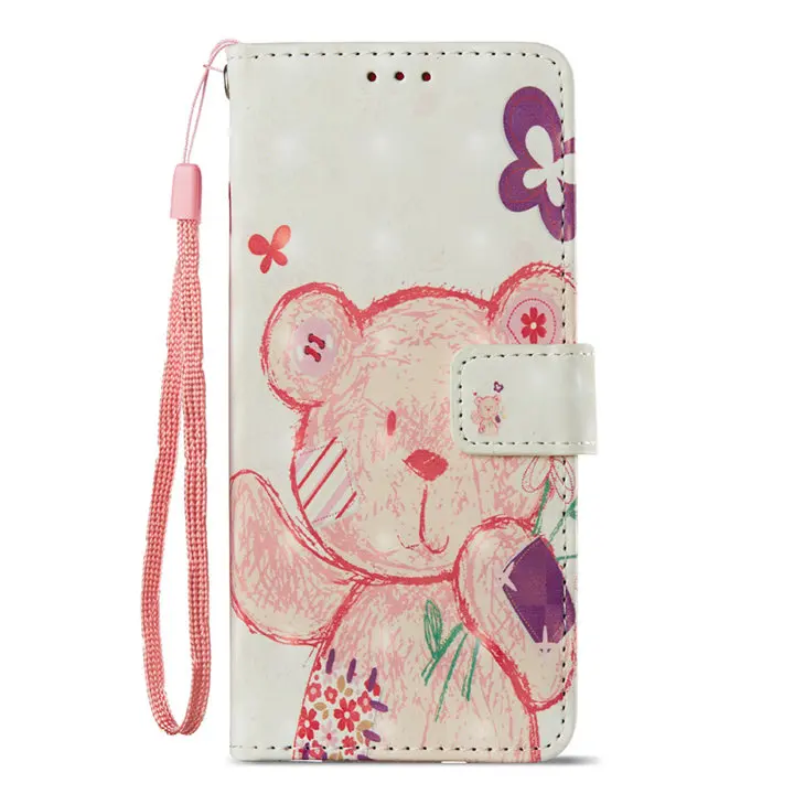 Happy S Bear Модные чехлы для samsung Galaxy A8 S9 S8 Plus S7 Edge J330 J530 J730 A520 чехол с медведем бабочкой пони курантами из искусственной кожи E03Z - Цвет: Happy S Bear