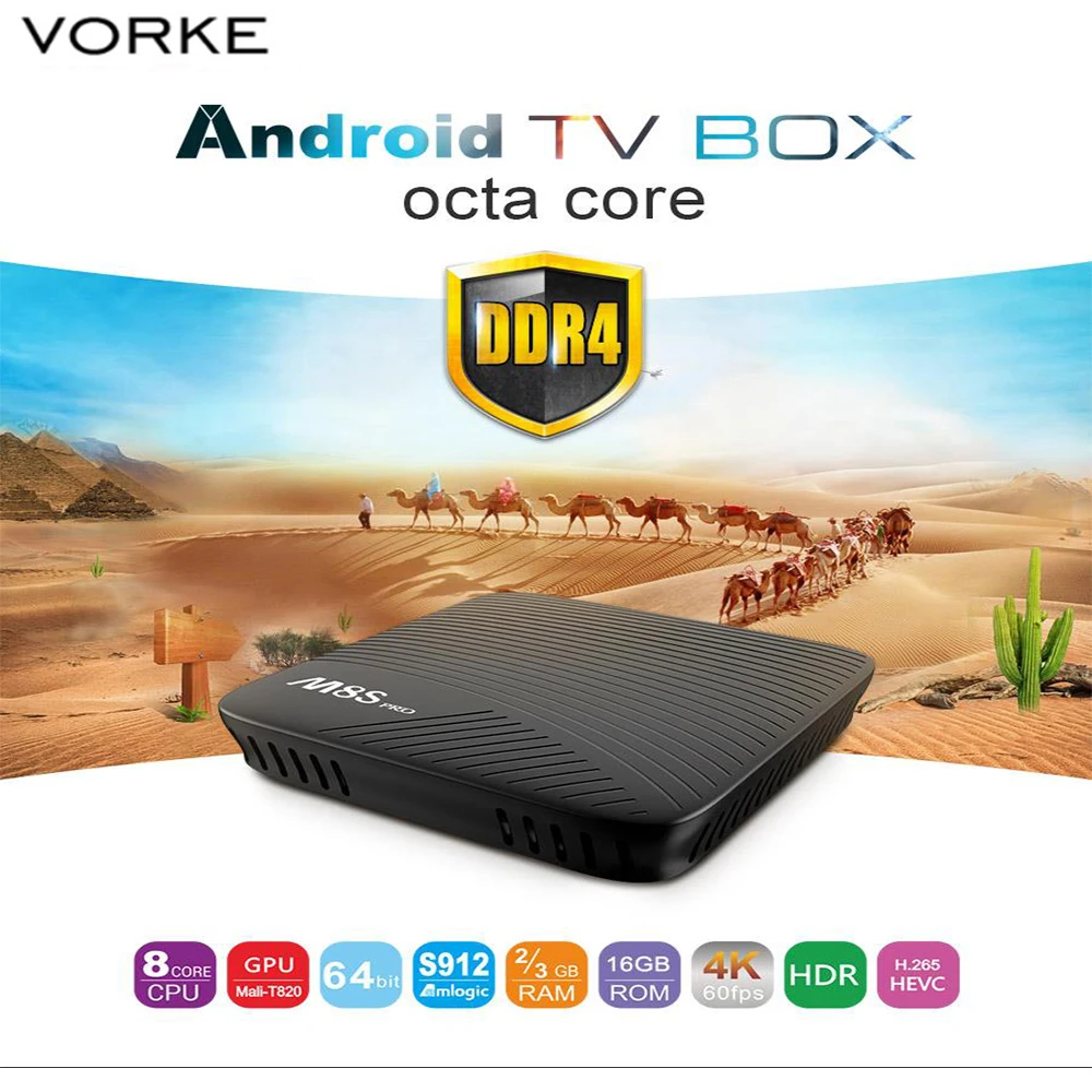 ТВ приставка Vorke M8S PRO Android S912 с 2 Гб DDR4 16 3 ГБ 32 eMMC 802.11AC WIFI 4K Revolution пультом