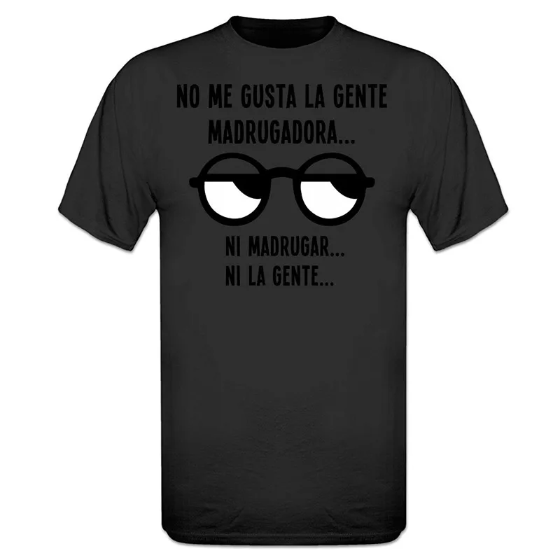 Cool T Shirts Designs Graphic O-Neck Short-Sleeve Mens No Me Gusta La Gente Madrugadora Tees | Мужская одежда