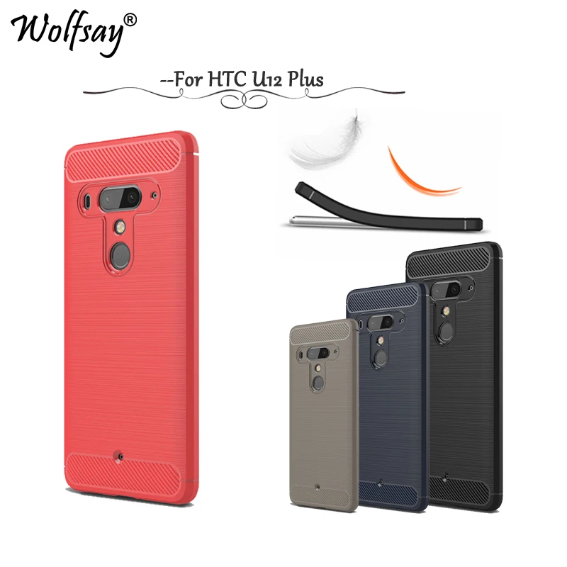 Wolfsay Case For HTC U12 Plus Cover Cases Funda Soft TPU Brush Rugged Armor U 12 + Coque |