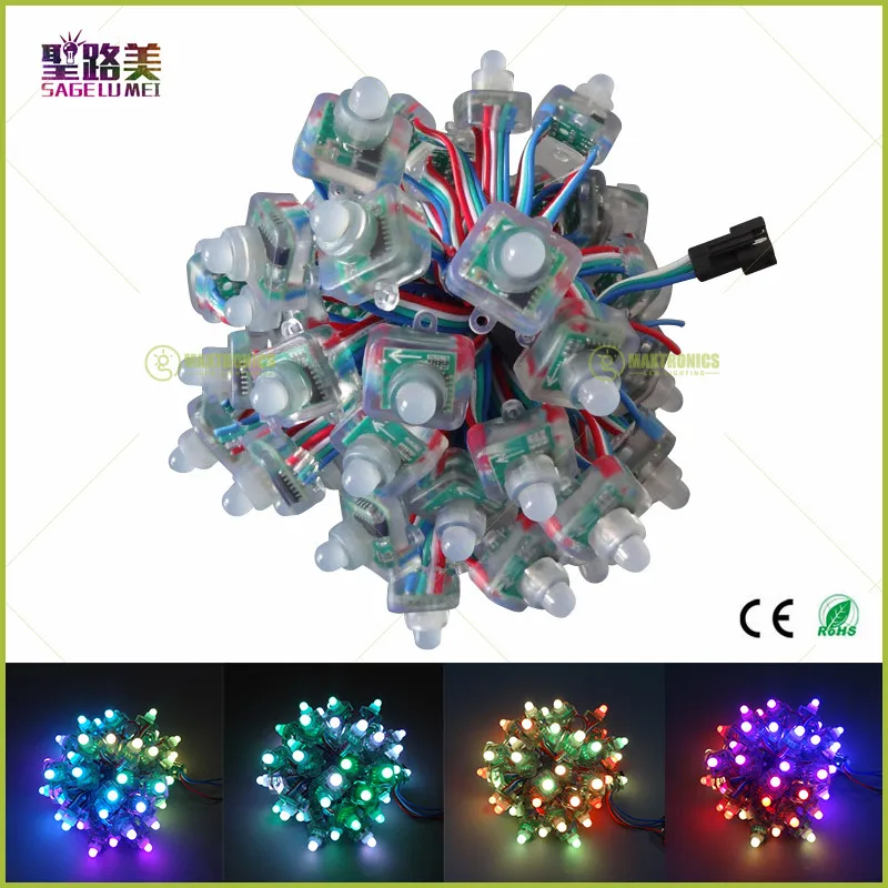 100 шт. 12 мм WS2801 2801 Цифровой Отраженные RGB LED Pixel Модуль точечные светильники Площадь