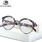CIVICHIC Брендовая Дизайнерская обувь Для женщин; Мужские туфли на плоской подошве женские коричневые оптическая оправа для очков, очки в стиле ретро с прозрачными с защитой от HD круглые очки E283