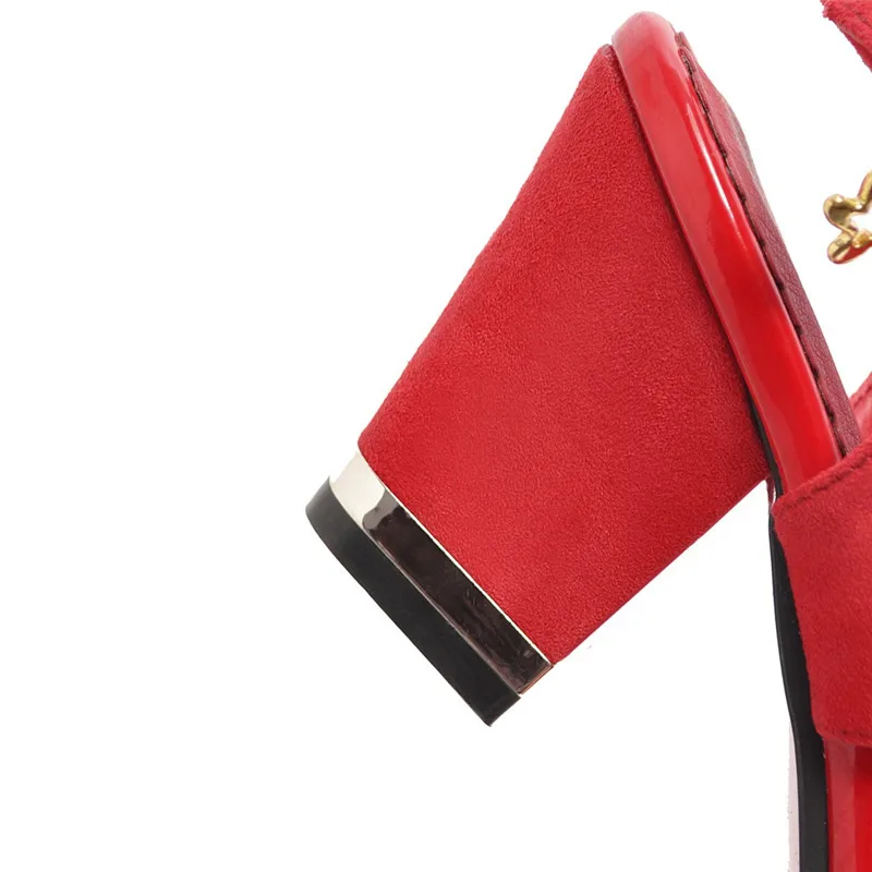 Lapolaka New Fashion Large Size 28-52 Black Red Shoes Woman Sandals Open Toe Buckle Strap Chunky Heels Summer Sandals Woman