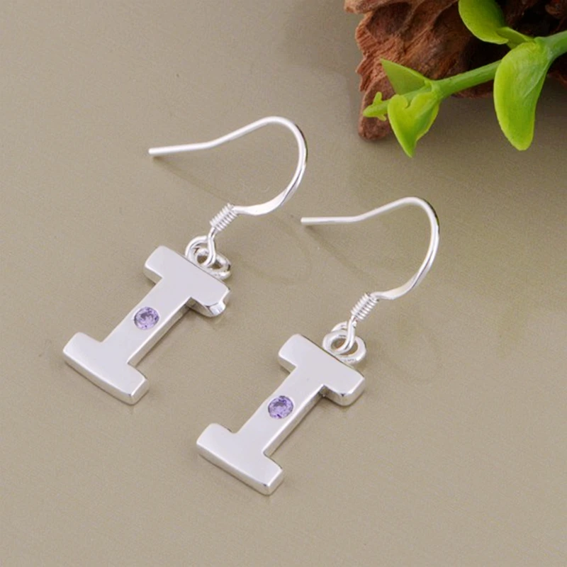 Мода письмо Я высокое качество бесплатная доставка Серебряные Серьги для женщин