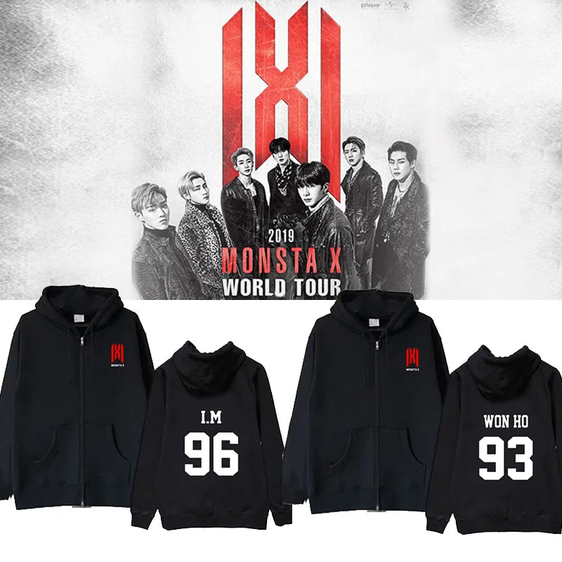 Kpop monsta x концерт мирового турне мы здесь толстовка с капюшоном на молнии принтом