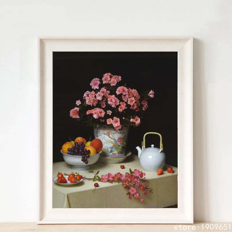 Хлопковая картина без рамки цветы натюрморта керамическая Картина на холсте