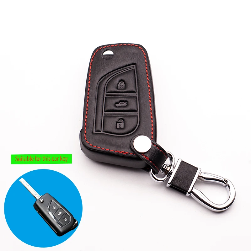Брелок из 100% натуральной кожи для Toyota Camry Highlander Corolla Prado REIZ Crown RAV4 3 кнопки|keychain