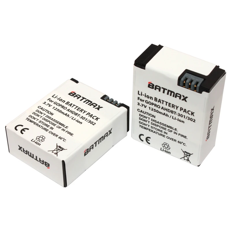 Batmax 3 шт. AHDBT 301 аккумуляторная батарея + USB двойное зарядное устройство 302 для Gopro Hero