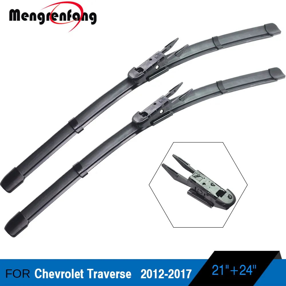 Black Для chevrolet traverse автомобильный передний стеклоочиститель Мягкие резиновые стеклоочистители кнопка и боковой зажим ручки 2009 - Color: Black