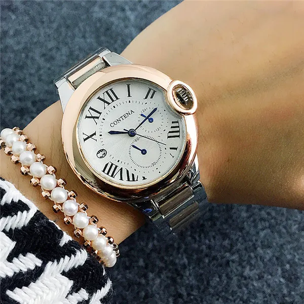 Silver Rose Gold Классические деловые женские часы с календарем, Роскошные наручные часы в британском стиле с римскими цифрами, женские часы Hodinky Femme - Цвет: Silver Rose Gold