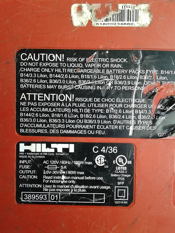 Hilti 220V литиевая батарея зарядное устройство 3 6 V-36V C4/36-ACS (б/у) | Инструменты