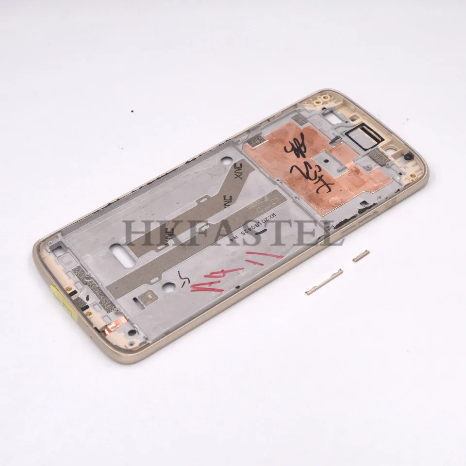 Front Frame Gold Hkfatel для Motorola Moto E5 E 5th Gen передний ЖК-дисплей рамка Корпус с кнопкой громкости питания задняя крышка батарейного отсека чехол - Цвет: Front Frame Gold