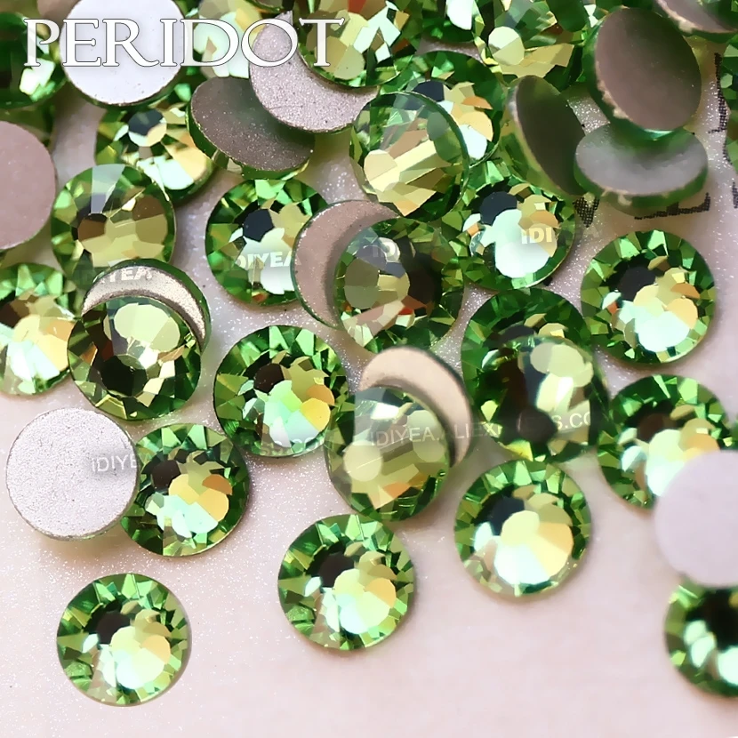 Кристаллы для дизайна ногтей Peridot SS3 SS4 SS5 SS6 SS10 SS20 SS30|non hotfix|hotfix rhinestones ss6strass ss6 |