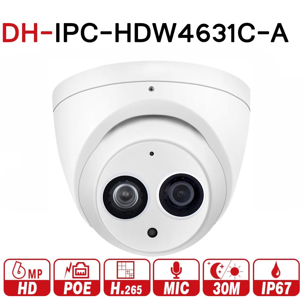 DH IPC HDW4631C A с логотипом 6MP ip камера HD POE сетевая мини купольная со встроенным