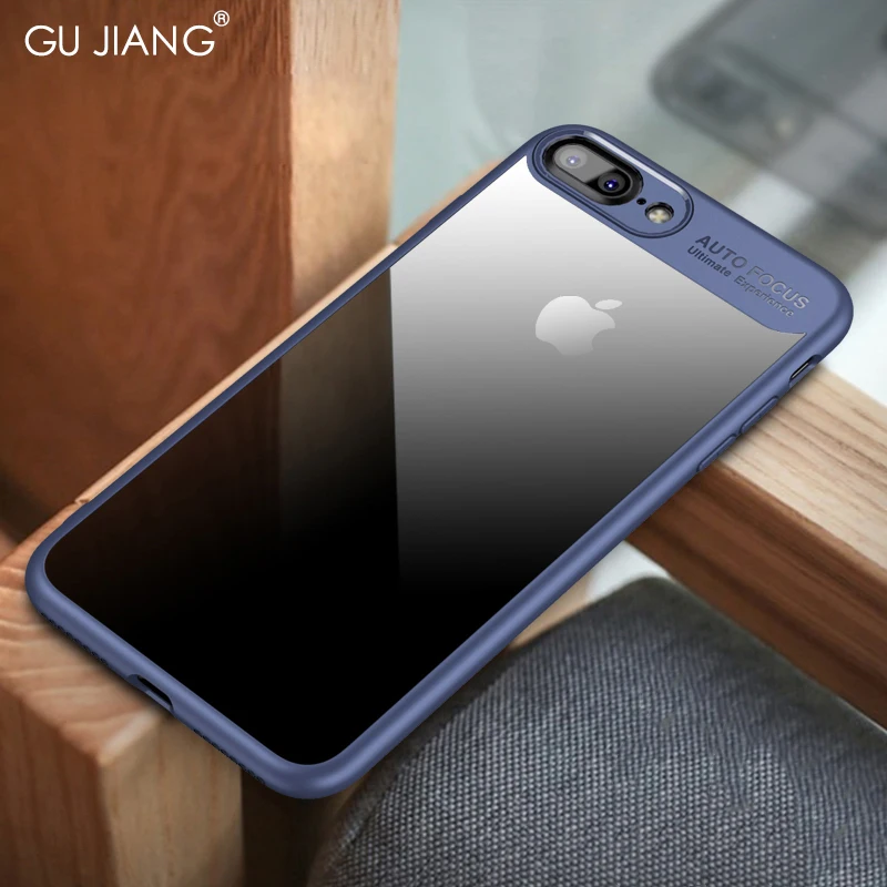 GU JIANG Роскошный натуральный HD прозрачный силиконовый защитный чехол для iPhone 8