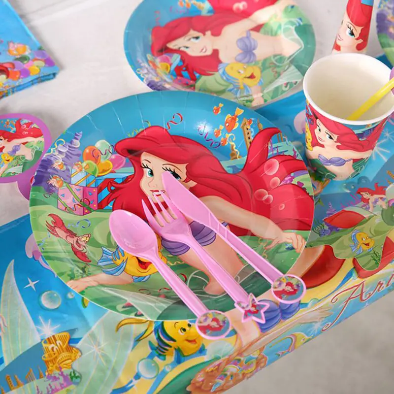 6 человек Русалка тема украшения реквизит джунгли плиты Баннер Дети День