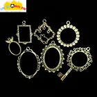 Винтаж Овальный кружевной открытый обрамление Подвески DIY Смола ремесло аксессуары квадратный круглое металлическое зеркало кулон ювелирные изделия полые рамки