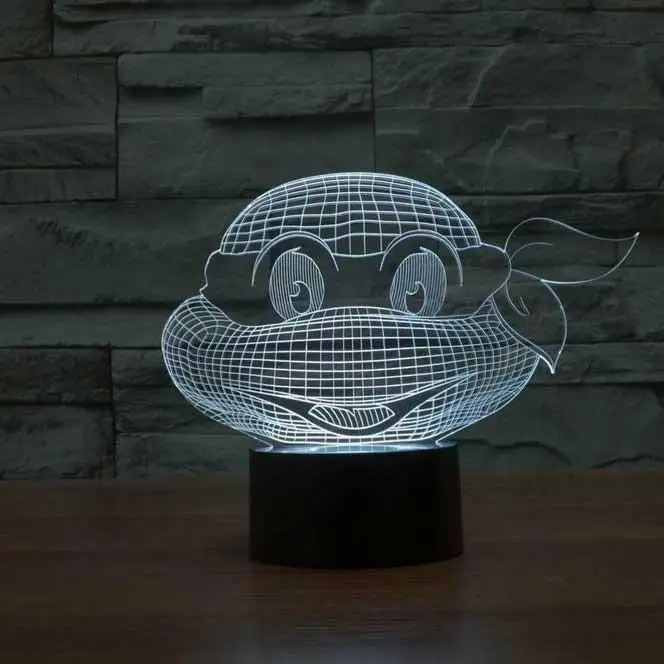 Спящая освещение Детский подарок Черепашки Ниндзя 3D акрил LED 7 цветов ночник