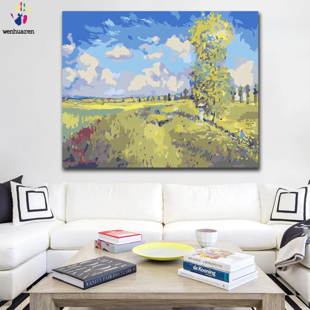 DIY картинки для раскраски по номерам с цветами Маки в Argenteuil Monet картина рисования