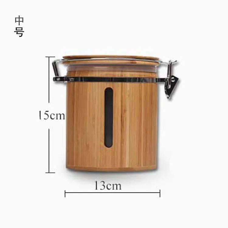M1000ml Bamboo Kitchen Storage Jar Bottle With Hinged Cork Lid Cover Sealed For Coffee Tea Spice Box Seal Pot Candy Container Airtight - Цвет: M1000ml